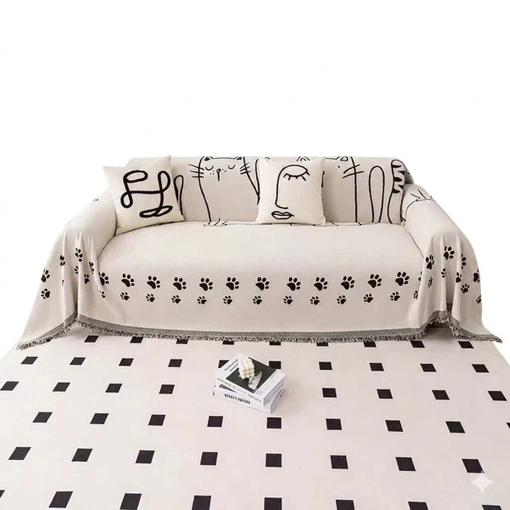 Nordic Cat Paw Chenille Sofa Cover