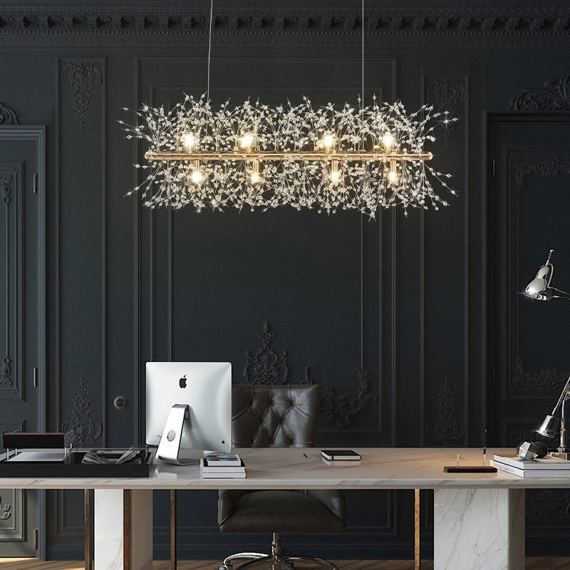 Alice Dandelion Double-Sided Rectangle Crystal Chandelier Chandelier - Venetto Design Venettodesign.com